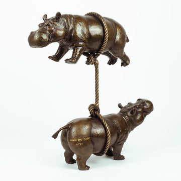 Hippos support each other (Bronze Sculpture)
