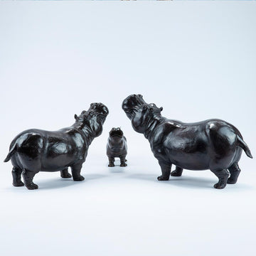 Hippo Family (Bronze Sculpture)