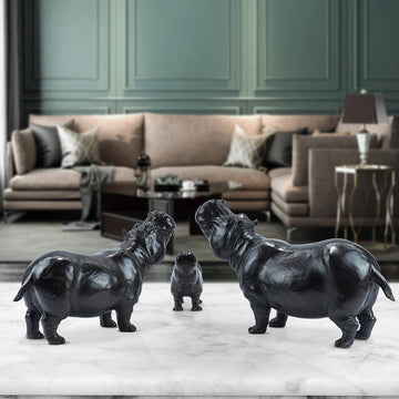 Hippo Family (Bronze Sculpture)