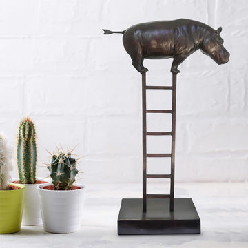 Hippo reaches new heights (Bronze Sculpture)