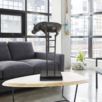 Hippo reaches new heights (Bronze Sculpture)