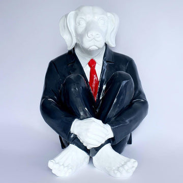 Hip Dog with a red/black tie (Fibreglass Sculpture)