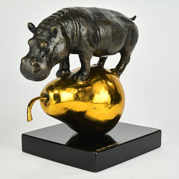 The Hippo Was Just Pearfect (Bronze Sculpture, Small)