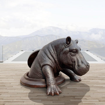 The Hippo Came Out to See the World (Bronze Sculpture, Mid-Size)