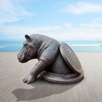 The Hippo Came Out to See the World (Bronze Sculpture, Mid-Size)