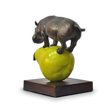 The Hippo Was Just Pearfect (Bronze Sculpture, Small)