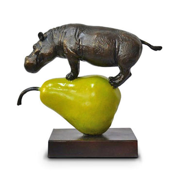 The Hippo Was Just Pearfect (Bronze Sculpture, Small)