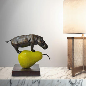 The Hippo Was Just Pearfect (Bronze Sculpture, Small)
