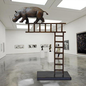 Hippos on the Up and Up Forever (Bronze Sculpture)