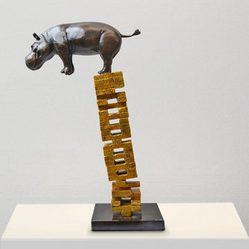 If Hippos Get Knocked Down They Will Get Back Up Again (Bronze Sculpture)