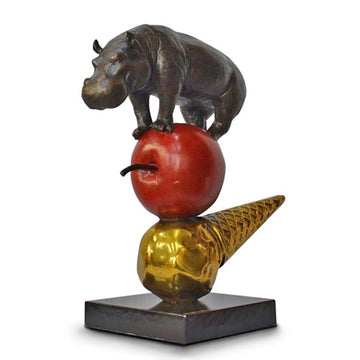 The Hippo Just Wanted an Apple and Ice Cream (Bronze Sculpture)