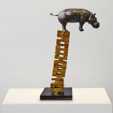 If Hippos Get Knocked Down They Will Get Back Up Again (Bronze Sculpture)