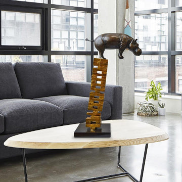If Hippos Get Knocked Down They Will Get Back Up Again (Bronze Sculpture)