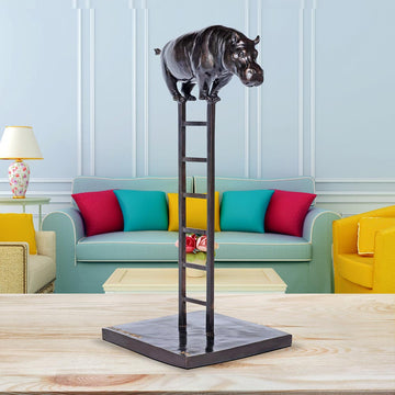Hippo reaches new heights (Bronze Sculpture)