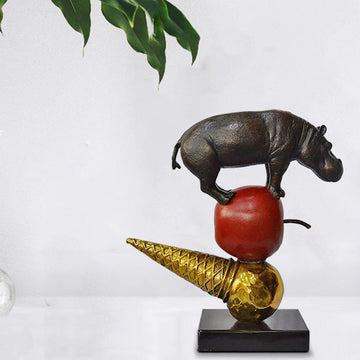 The Hippo Just Wanted an Apple and Ice Cream (Bronze Sculpture)