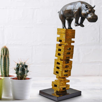 If Hippos Get Knocked Down They Will Get Back Up Again (Bronze Sculpture)