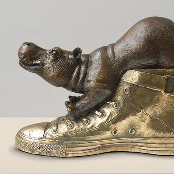 Walk with the Hippo (Bronze Sculpture)