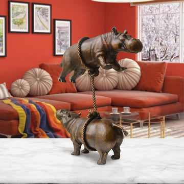 Hippos support each other (Bronze Sculpture)