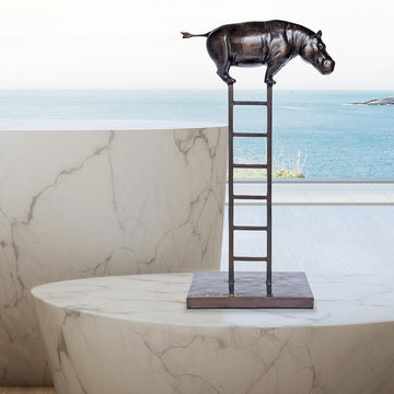 Hippo reaches new heights (Bronze Sculpture)