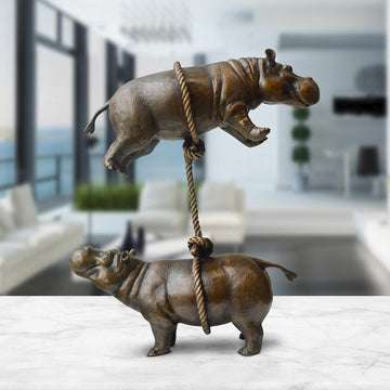 Hippos support each other (Bronze Sculpture)
