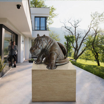 The Hippo Came Out to See the World (Bronze Sculpture, Mid-Size)