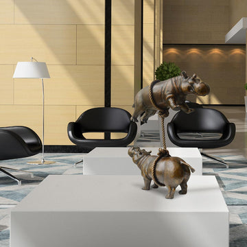 Hippos support each other (Bronze Sculpture)