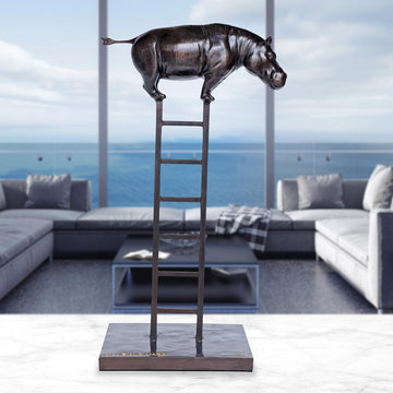 Hippo reaches new heights (Bronze Sculpture)
