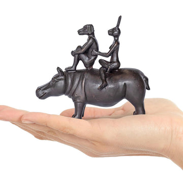 The Hippo Riders in Love (Bronze Sculpture, Pocket Size)