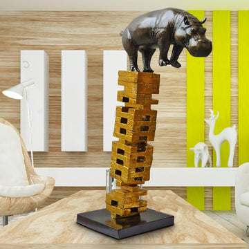 If Hippos Get Knocked Down They Will Get Back Up Again (Bronze Sculpture)