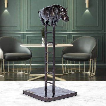 Hippo reaches new heights (Bronze Sculpture)