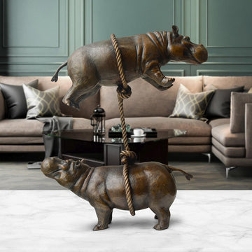 Hippos support each other (Bronze Sculpture)