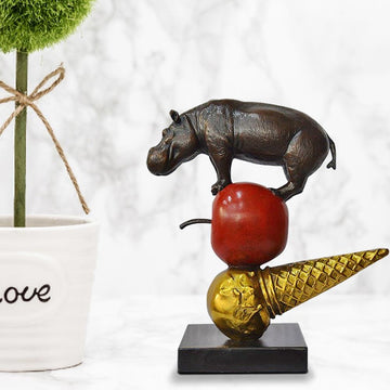 The Hippo Just Wanted an Apple and Ice Cream (Bronze Sculpture)