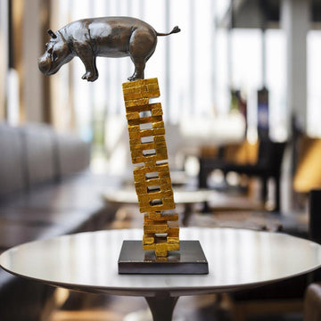 If Hippos Get Knocked Down They Will Get Back Up Again (Bronze Sculpture)