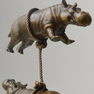 Hippos support each other (Bronze Sculpture)
