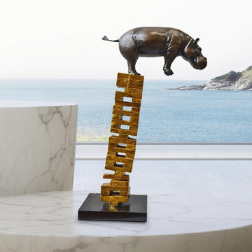 If Hippos Get Knocked Down They Will Get Back Up Again (Bronze Sculpture)