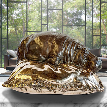 Sleeping Beauty Hippo (Bronze Sculpture)