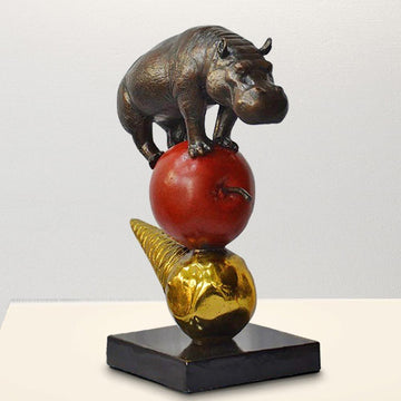 The Hippo Just Wanted an Apple and Ice Cream (Bronze Sculpture)