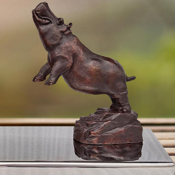 Hippos Make a Splash (Bronze Sculpture)