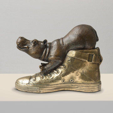 Walk with the Hippo (Bronze Sculpture)