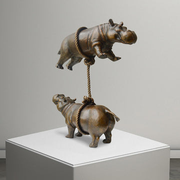 Hippos support each other (Bronze Sculpture)