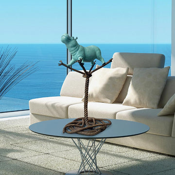 Hippo on a Tree Rope of Life (Bronze Sculpture)