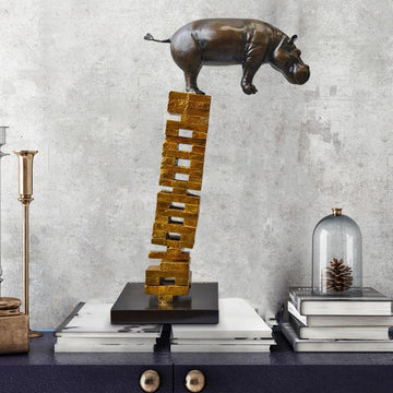 If Hippos Get Knocked Down They Will Get Back Up Again (Bronze Sculpture)