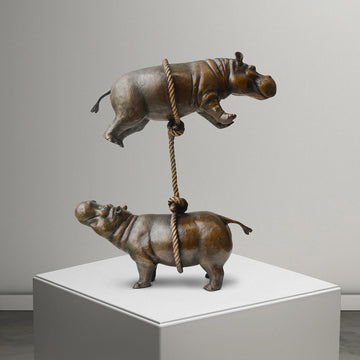 Hippos support each other (Bronze Sculpture)