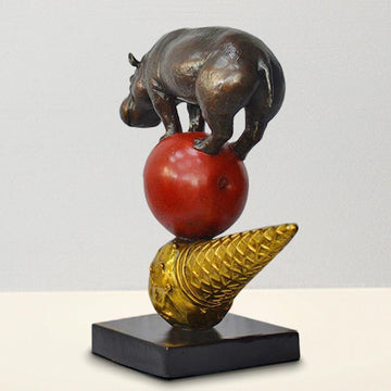 The Hippo Just Wanted an Apple and Ice Cream (Bronze Sculpture)