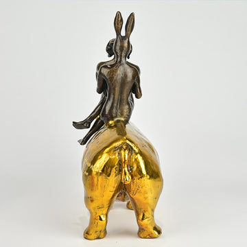 They Were as Happy as Hippos (Bronze Sculpture, Miniature Collection)