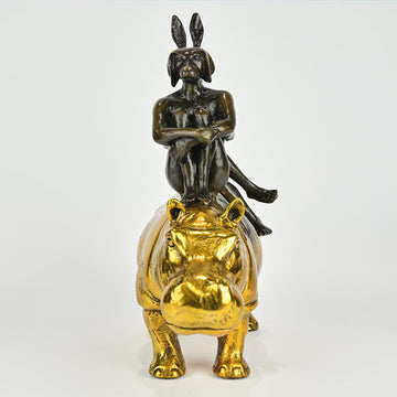 They Were as Happy as Hippos (Bronze Sculpture, Miniature Collection)