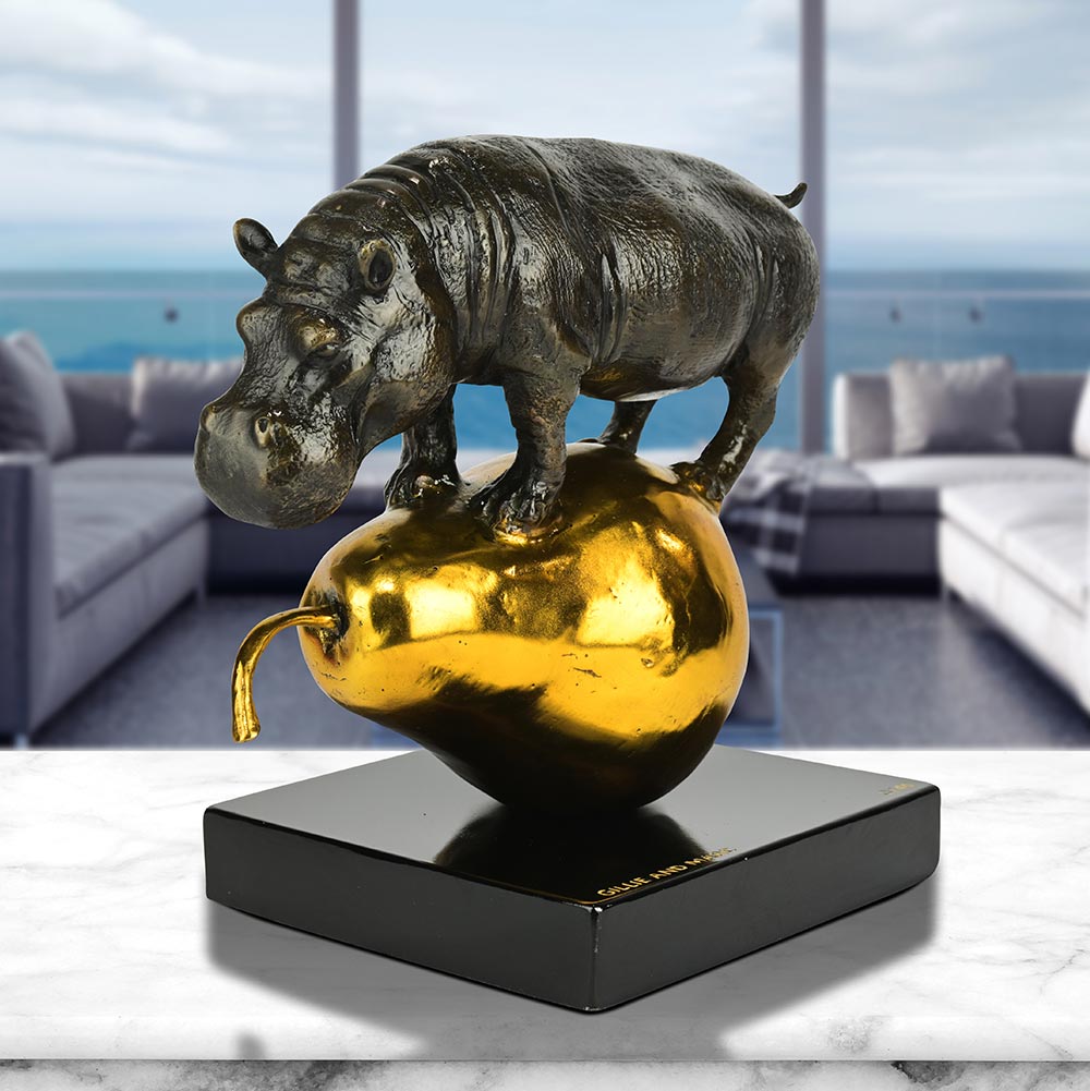 The Hippo Was Just Pearfect (Bronze Sculpture, Small) – Gillie and