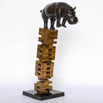 If Hippos Get Knocked Down They Will Get Back Up Again (Bronze Sculpture)