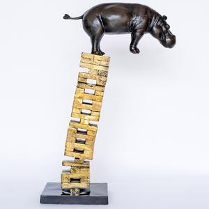 If Hippos Get Knocked Down They Will Get Back Up Again (Bronze Sculpture)