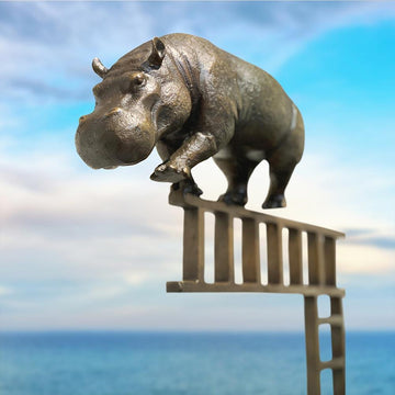 Hippos on the Up and Up Forever (Bronze Sculpture)